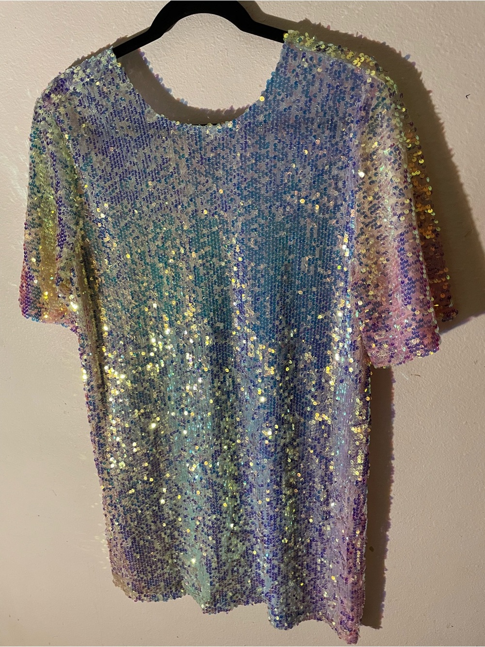 Iridescent Multicolor Sequin Mini Dress - Shimmering Pastel Mix